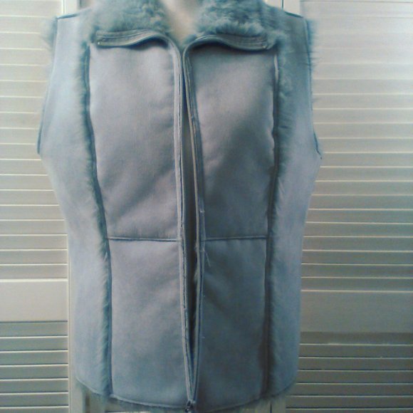 Relativity Jackets & Coats Relativity Powder Blue Fuzzy Faux Suede